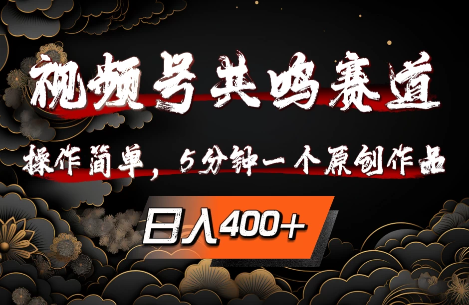 视频号共鸣赛道,操作简单,5分钟1个原创作品,日入400+ - 项目资源网