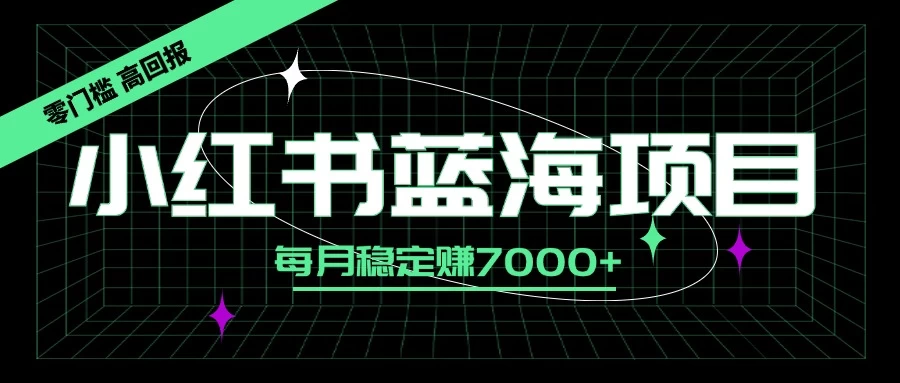 小红书蓝海项目,零门槛、高回报,每月稳定赚7000+ - 项目资源网