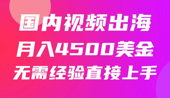 国内爆款视频出海赚美刀,实战月入4500美金,批量无脑搬运,无需经验直接上手 - 项目资源网