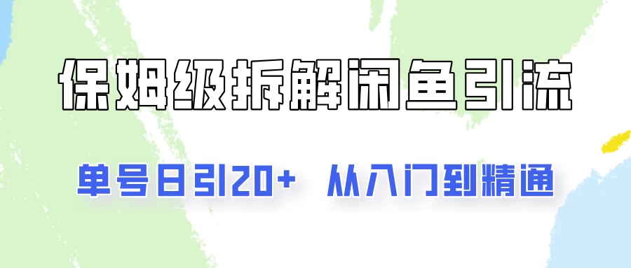 单号日引20+,像素级拆解闲鱼引流创业粉,从入门到精通全流程 - 项目资源网