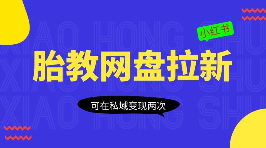 小红书胎教网盘拉新项目：可在私域变现两次「作品制作教程+素材」 - 项目资源网