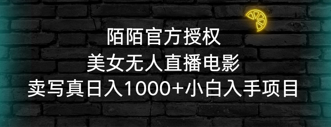 陌陌官方授权美女无人直播电影，卖写真日入1000+小白入手项目 - 项目资源网