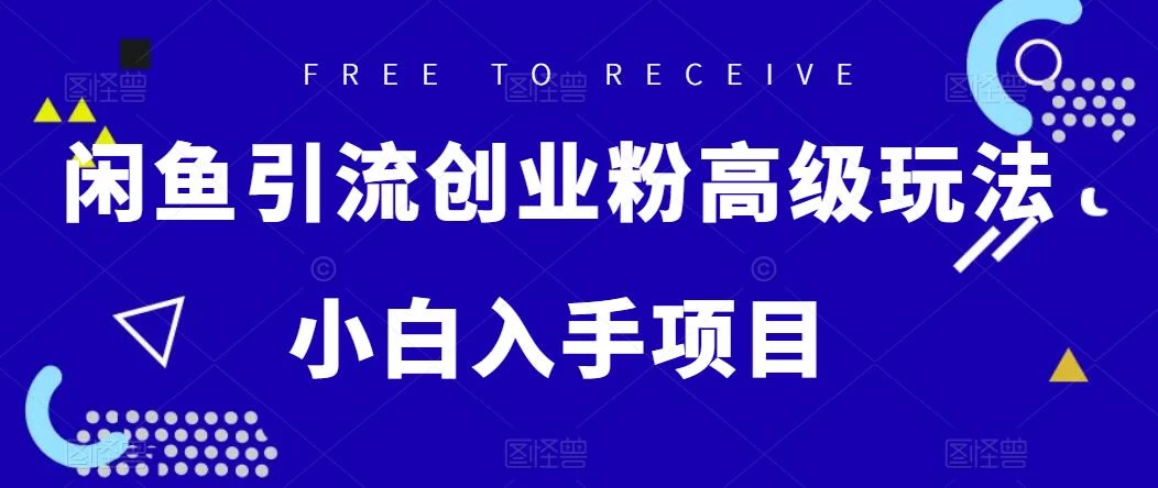 闲鱼引流创业粉高级玩法，单日引流200+，稳定收益2000+，小白入手项目 - 项目资源网