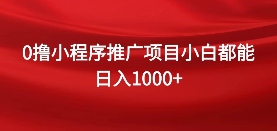 0撸小程序推广项目,日入四位数,零基础小白也能做 - 项目资源网