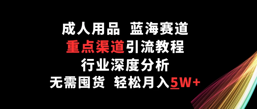 成人用品,蓝海赛道,重点渠道引流教程,行业深度分析,无需囤货,轻松月入5W+ - 项目资源网