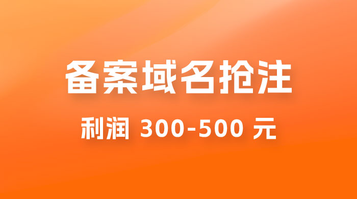 仅揭秘：备案域名抢注，一单利润 300-500 元，需求量大 - 项目资源网