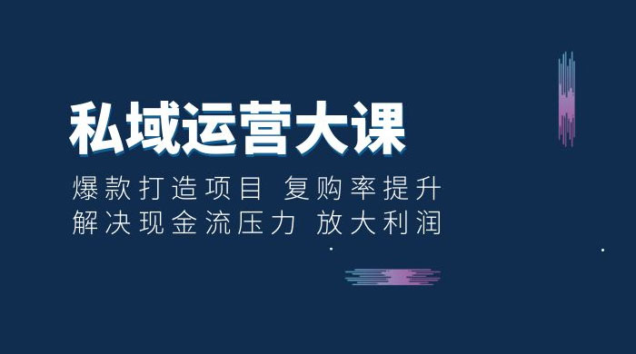 私域运营大课：爆款打造项目，复购率提升，解决现金流压力，放大利润 - 项目资源网