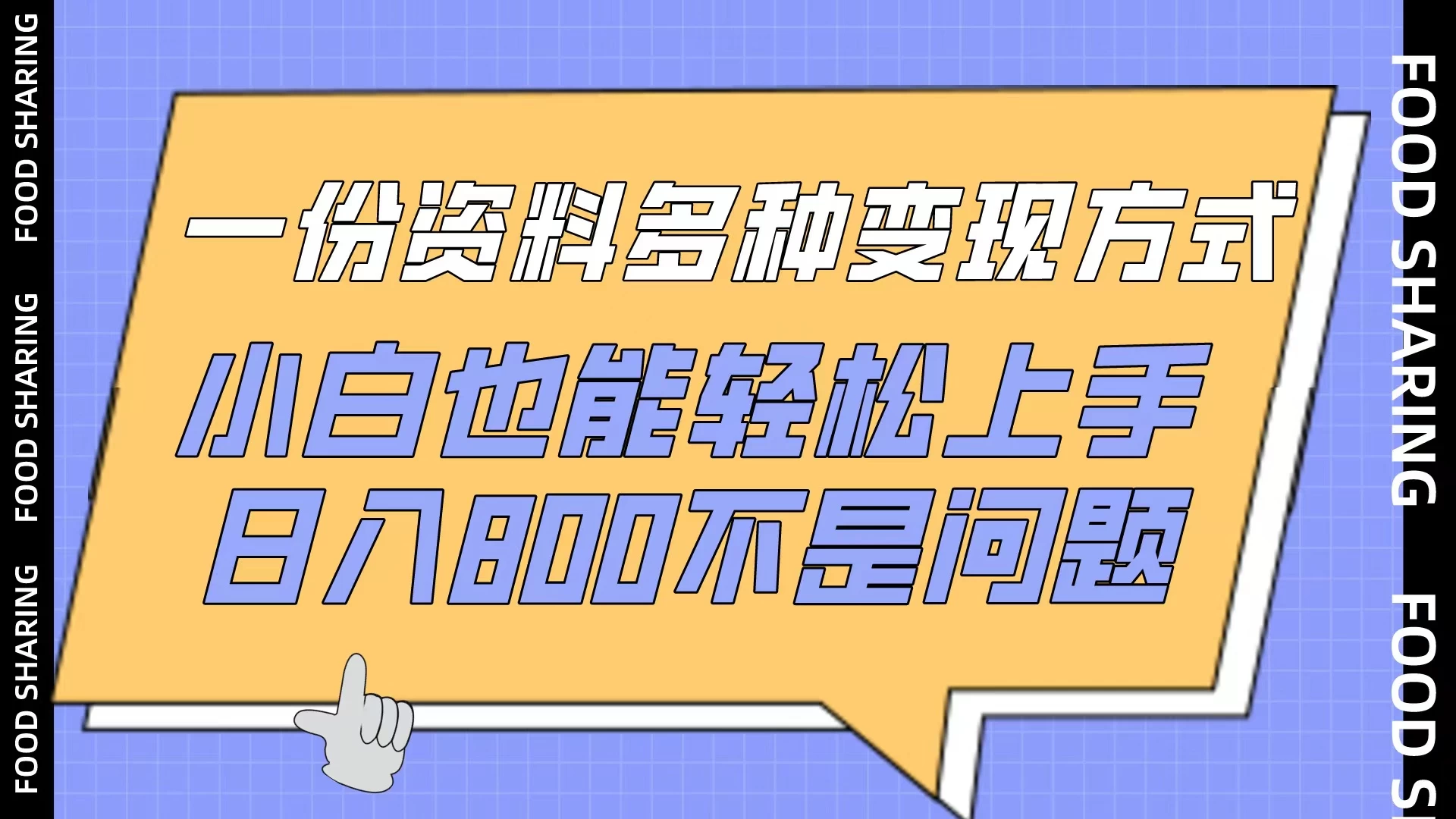 一份资料多种变现方式，小白也能轻松上手，日入800不是问题 - 项目资源网