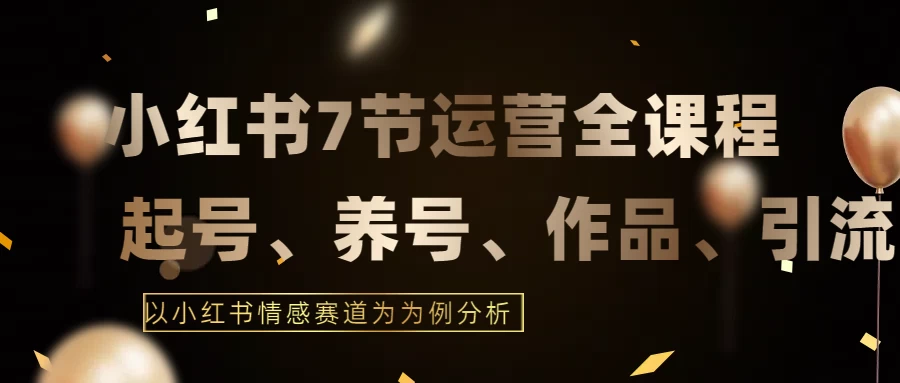 最新的7节小红书运营实战全教程，结合最新情感赛道，打通小红书运营全流程 - 项目资源网