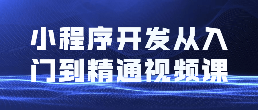 小程序开发从入门到精通视频教程课程 - 项目资源网