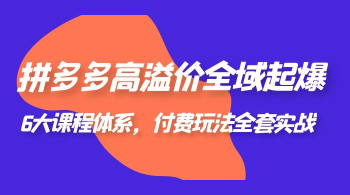 拼多多高溢价全域起爆：6 大课程体系，付费玩法全套实战 - 项目资源网