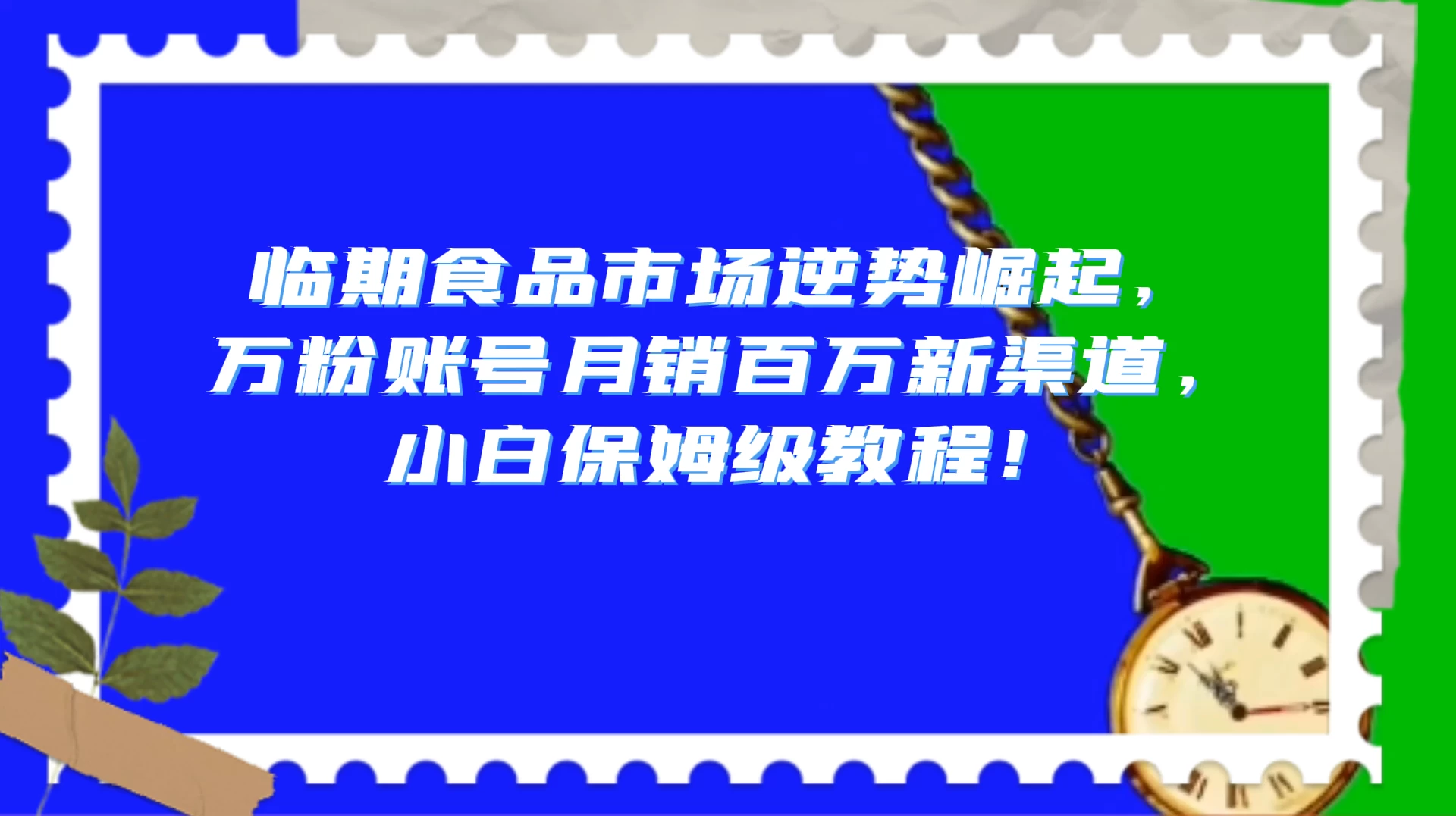临期食品市场逆势崛起,万粉账号月销百万新渠道,小白保姆级教程! - 项目资源网