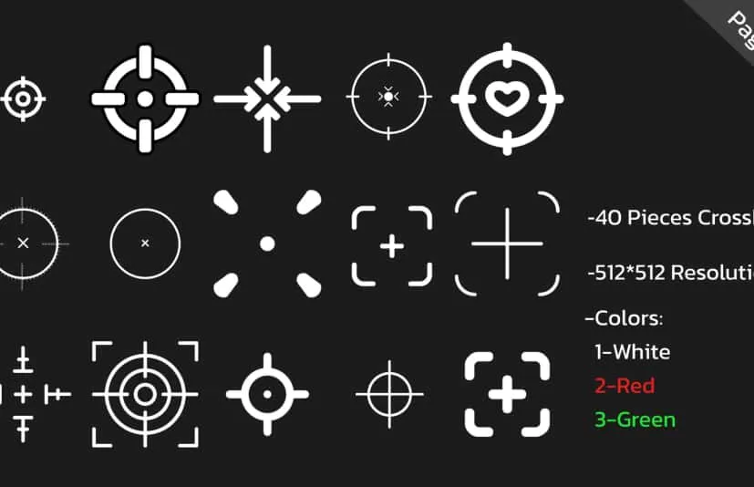 射击游戏界面简单的十字准星包 Simple Crosshairs Pack - 项目资源网