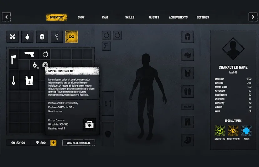 垃圾摇滚 / 军事 / 恐怖黑暗UI界面 - Grunge Military Horror Dark GUI UI KIT (CommonUI) + psdai source files - 项目资源网